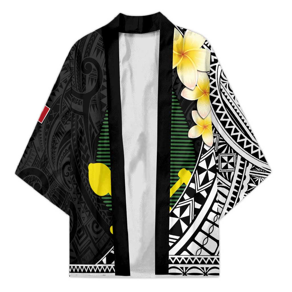 Alo Chiefdom Wallis and Futuna Personalized Kimono Frangipani Flowers Polynesian Pattern - Polynesian Pride