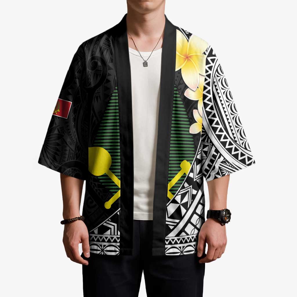 Alo Chiefdom Wallis and Futuna Personalized Kimono Frangipani Flowers Polynesian Pattern - Polynesian Pride