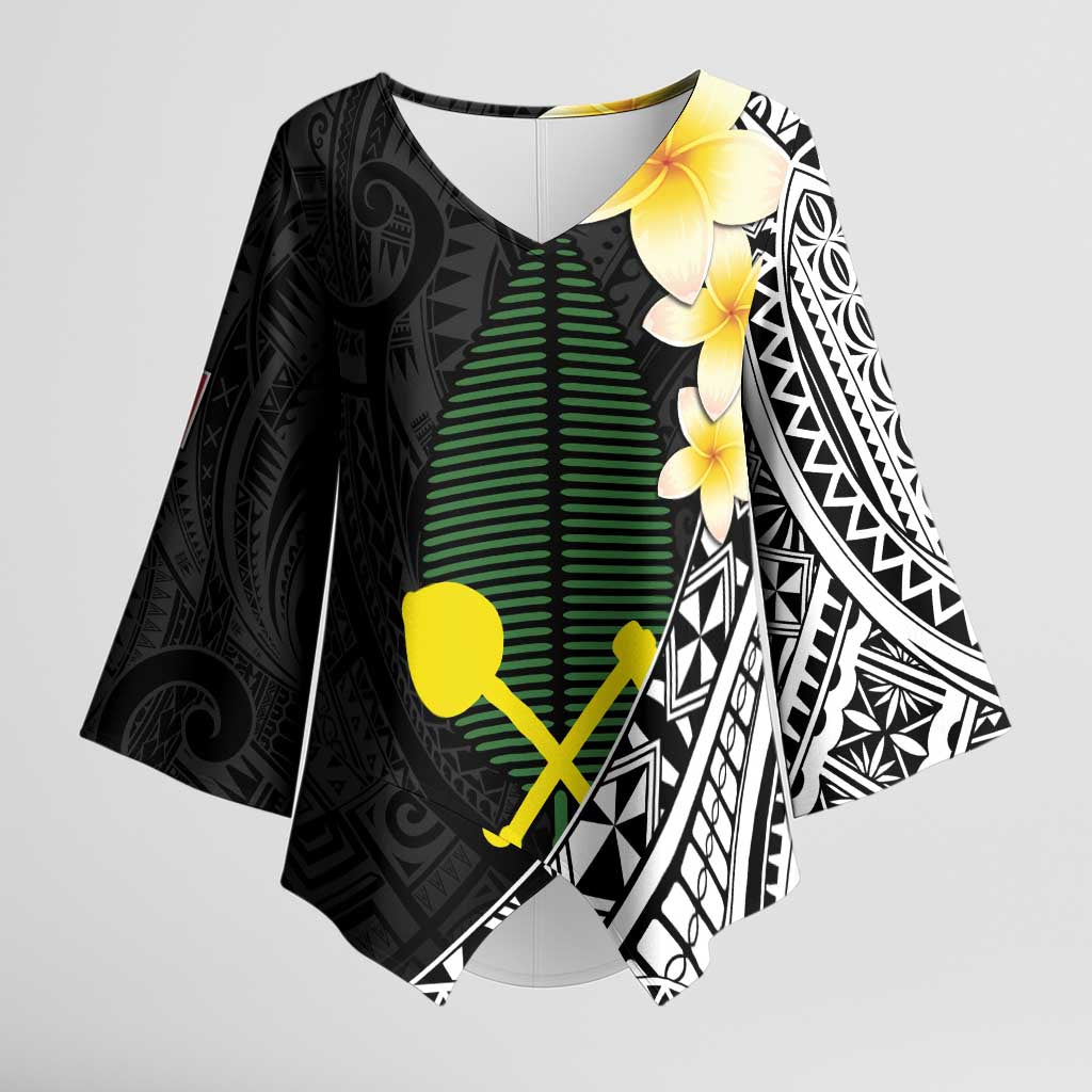 Alo Chiefdom Wallis and Futuna Personalized Kimono Sleeve Blouse Frangipani Flowers Polynesian Pattern - Polynesian Pride