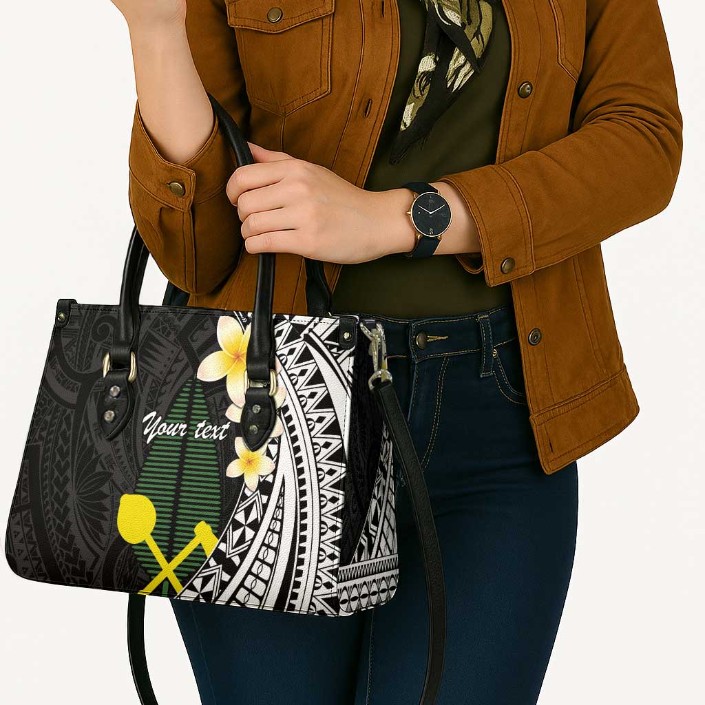 Alo Chiefdom Wallis and Futuna Personalized Leather Bag Frangipani Flowers Polynesian Pattern - Polynesian Pride