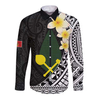 Alo Chiefdom Wallis and Futuna Personalized Long Sleeve Button Shirt Frangipani Flowers Polynesian Pattern