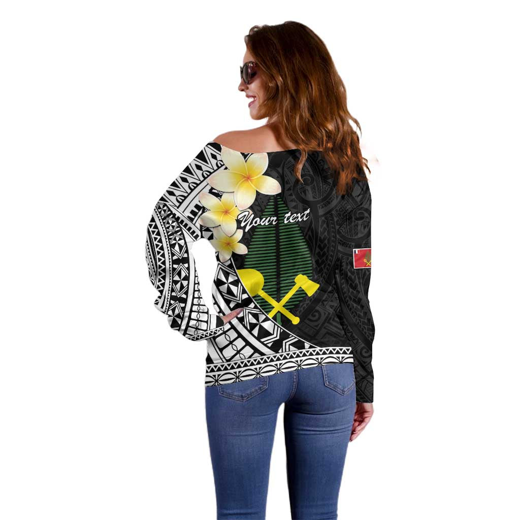 Alo Chiefdom Wallis and Futuna Personalized Off Shoulder Sweater Frangipani Flowers Polynesian Pattern