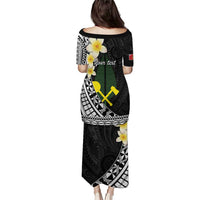 Alo Chiefdom Wallis and Futuna Personalized Puletasi Frangipani Flowers Polynesian Pattern