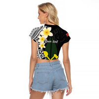 Alo Chiefdom Wallis and Futuna Personalized Raglan Cropped T Shirt Frangipani Flowers Polynesian Pattern