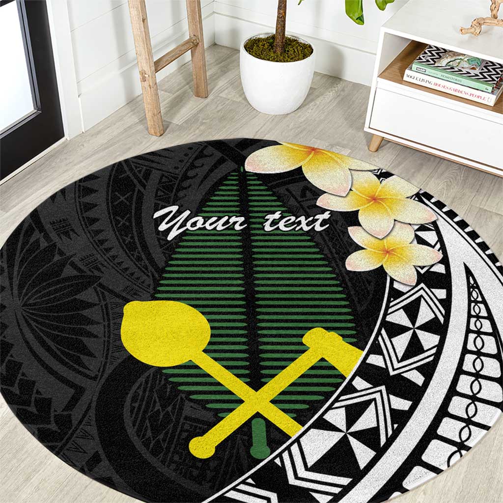Alo Chiefdom Wallis and Futuna Personalized Round Carpet Frangipani Flowers Polynesian Pattern