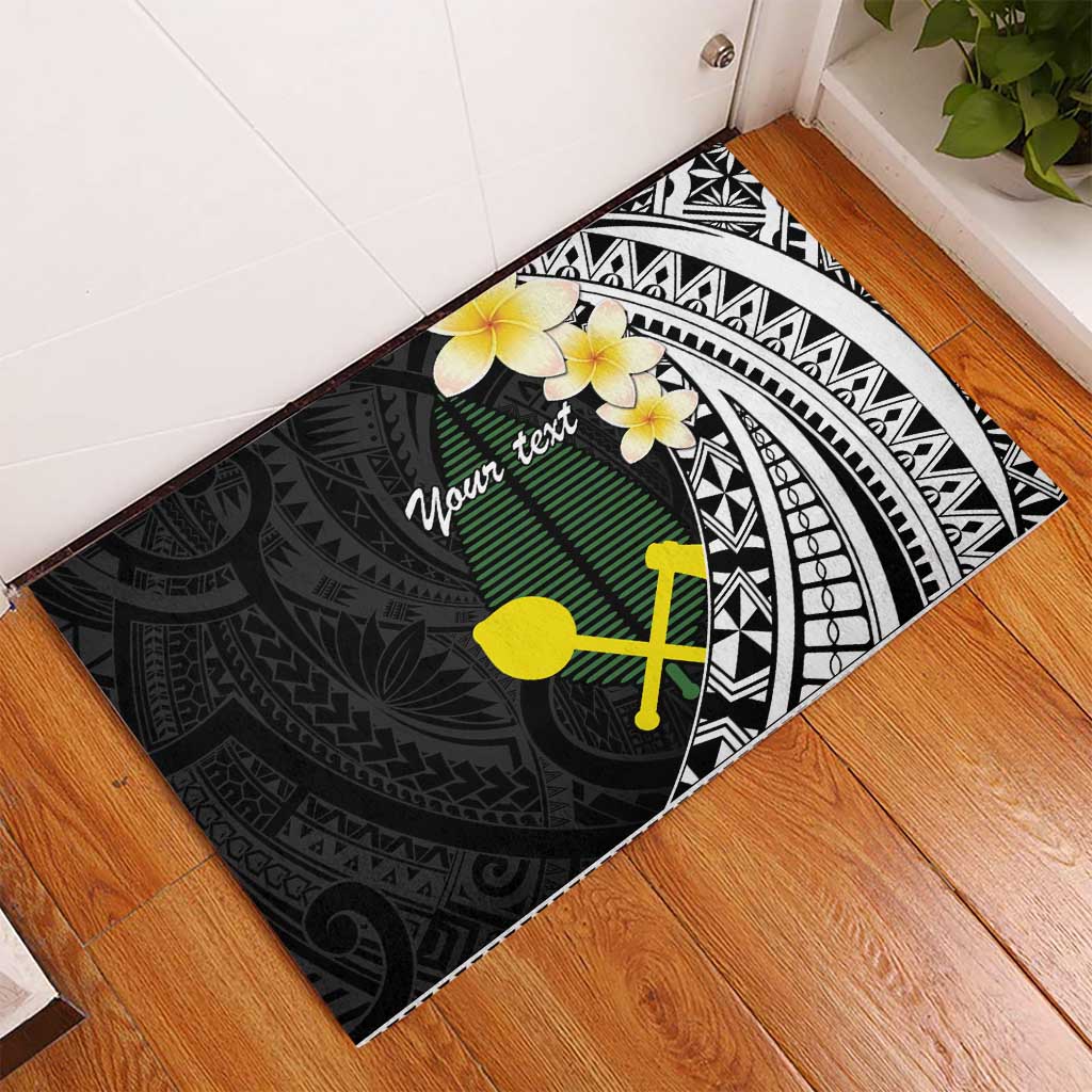 Alo Chiefdom Wallis and Futuna Personalized Rubber Doormat Frangipani Flowers Polynesian Pattern