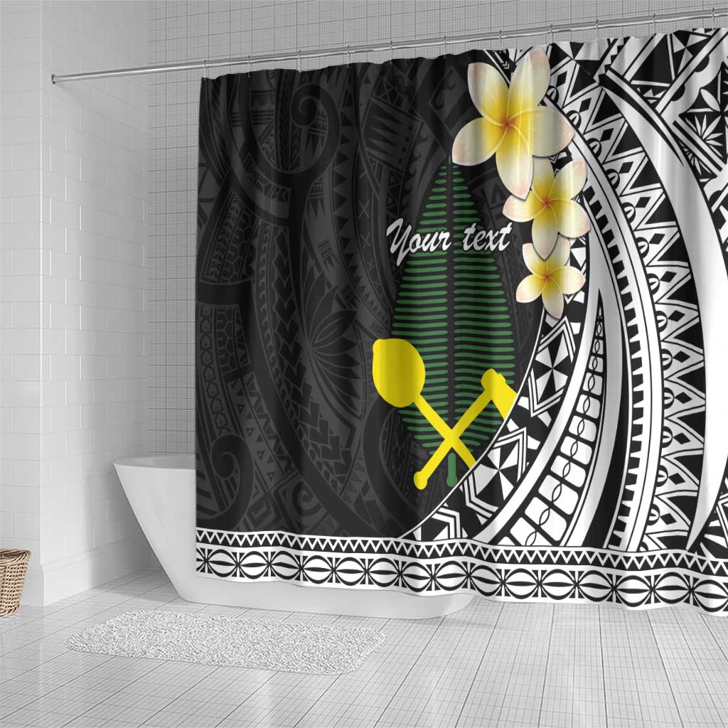 Alo Chiefdom Wallis and Futuna Personalized Shower Curtain Frangipani Flowers Polynesian Pattern