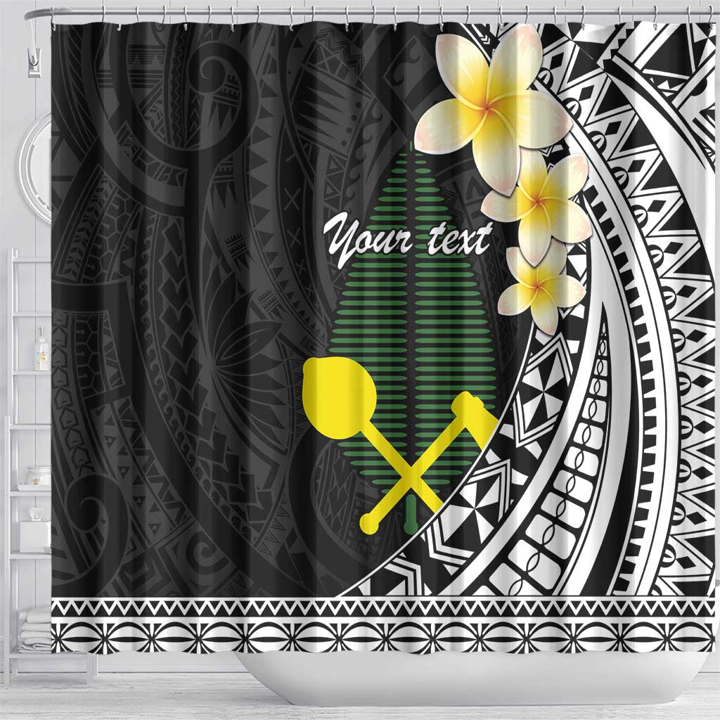 Alo Chiefdom Wallis and Futuna Personalized Shower Curtain Frangipani Flowers Polynesian Pattern