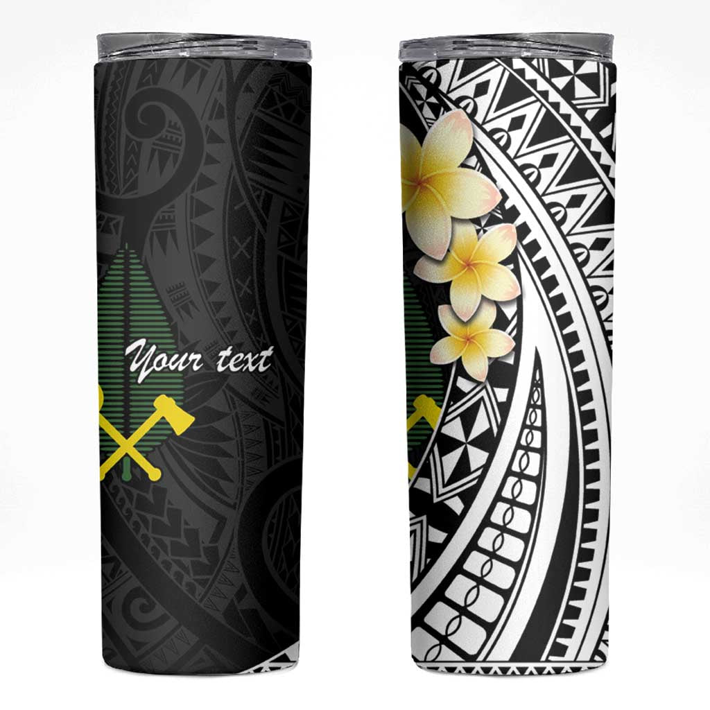 Alo Chiefdom Wallis and Futuna Personalized Skinny Tumbler Frangipani Flowers Polynesian Pattern
