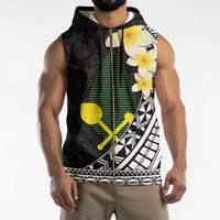 Alo Chiefdom Wallis and Futuna Personalized Sleeveless Zip Hoodie Frangipani Flowers Polynesian Pattern - Polynesian Pride