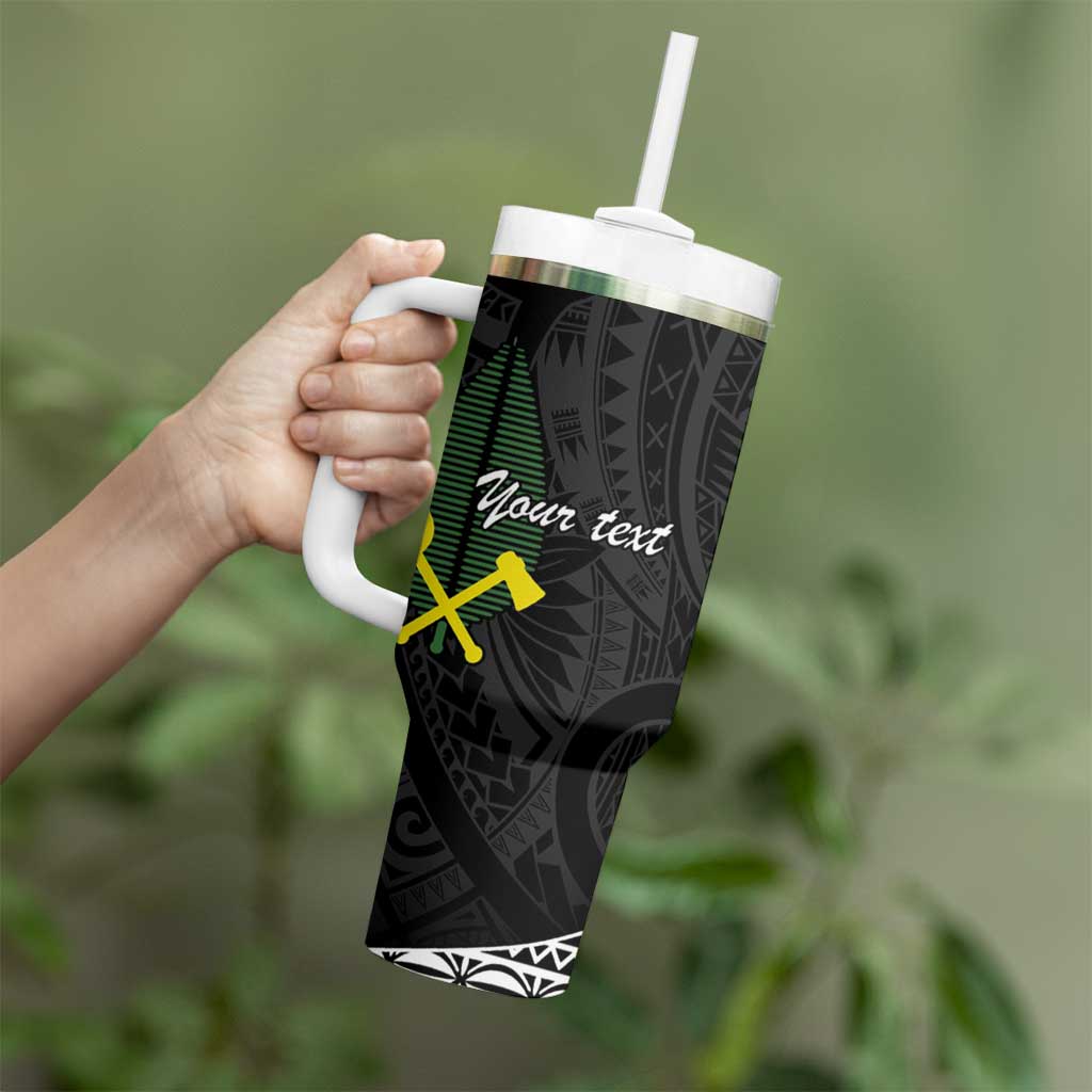 Alo Chiefdom Wallis and Futuna Personalized Tumbler With Handle Frangipani Flowers Polynesian Pattern