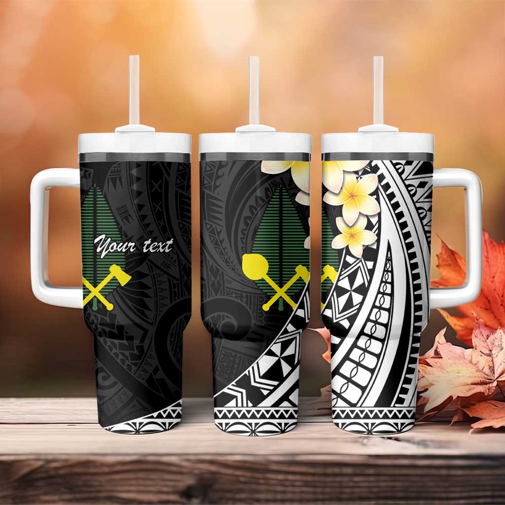 Alo Chiefdom Wallis and Futuna Personalized Tumbler With Handle Frangipani Flowers Polynesian Pattern