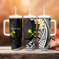 Alo Chiefdom Wallis and Futuna Personalized Tumbler With Handle Frangipani Flowers Polynesian Pattern