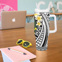 Alo Chiefdom Wallis and Futuna Personalized Tumbler With Handle Frangipani Flowers Polynesian Pattern