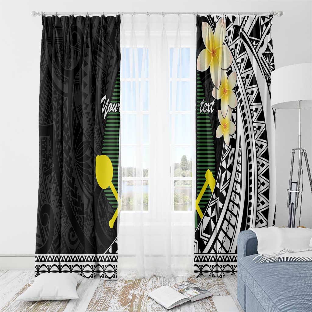Alo Chiefdom Wallis and Futuna Personalized Window Curtain Frangipani Flowers Polynesian Pattern