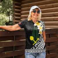 Alo Chiefdom Wallis and Futuna Personalized Women Polo Shirt Frangipani Flowers Polynesian Pattern