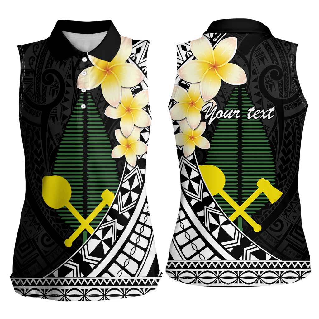 Alo Chiefdom Wallis and Futuna Personalized Women Sleeveless Polo Shirt Frangipani Flowers Polynesian Pattern