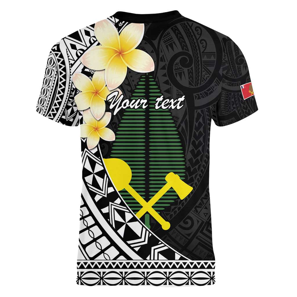 Alo Chiefdom Wallis and Futuna Personalized Women V-Neck T-Shirt Frangipani Flowers Polynesian Pattern