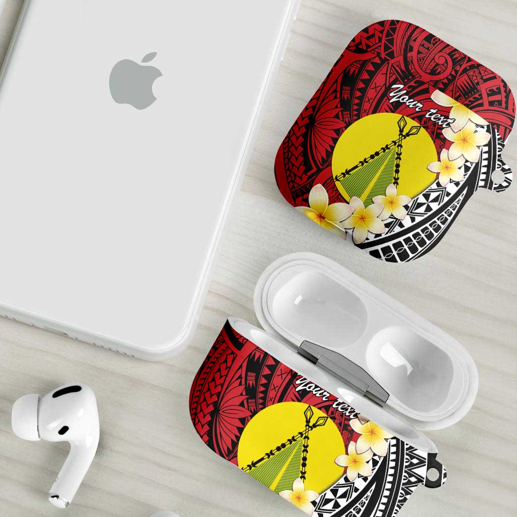 Sigave Chiefdom Wallis and Futuna Personalized AirPods Case Frangipani Flowers Polynesian Pattern - Polynesian Pride