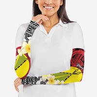 Sigave Chiefdom Wallis and Futuna Personalized Arm Sleeves Frangipani Flowers Polynesian Pattern - Polynesian Pride