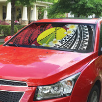 Sigave Chiefdom Wallis and Futuna Personalized Auto Sun Shade Frangipani Flowers Polynesian Pattern - Polynesian Pride