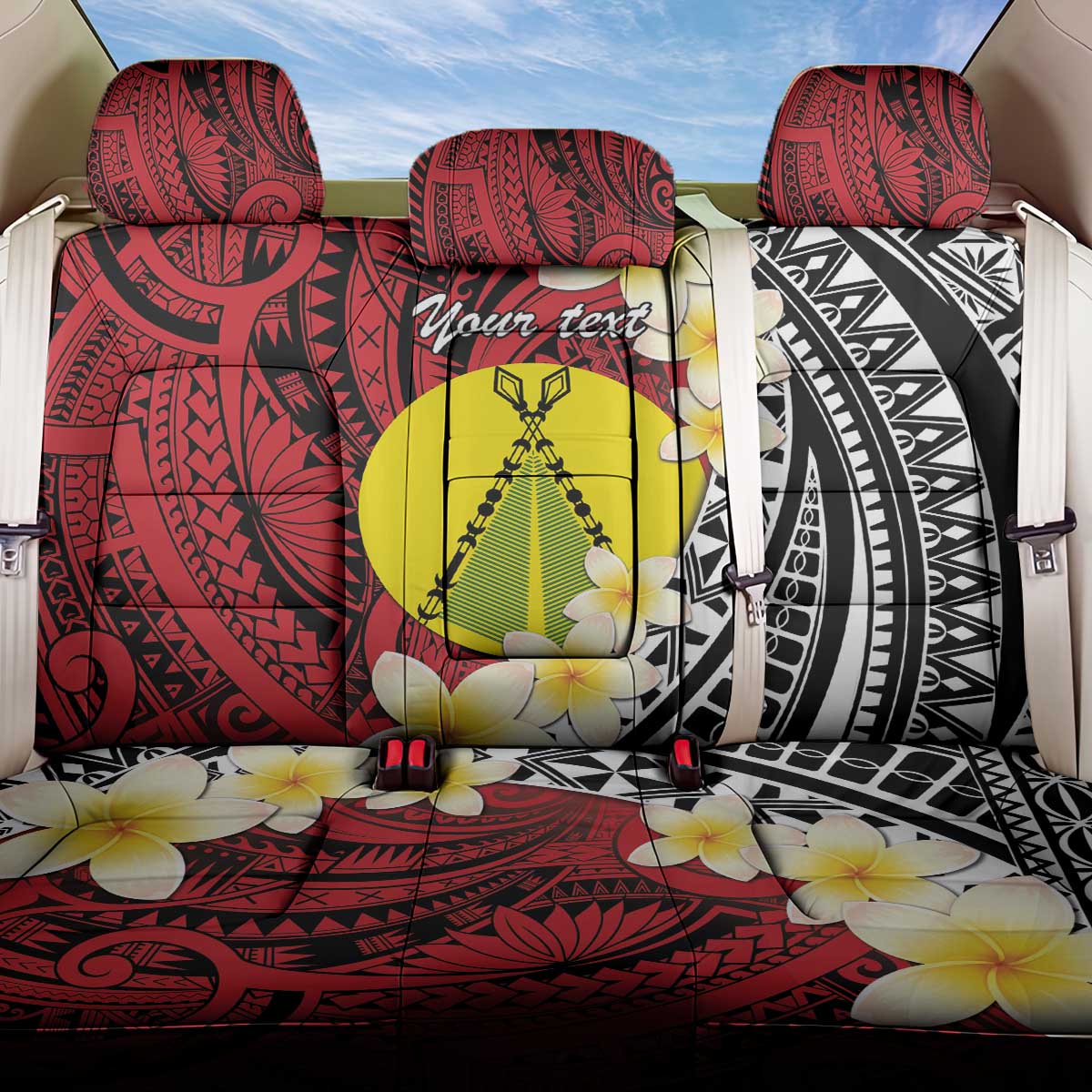 Sigave Chiefdom Wallis and Futuna Personalized Back Car Seat Cover Frangipani Flowers Polynesian Pattern