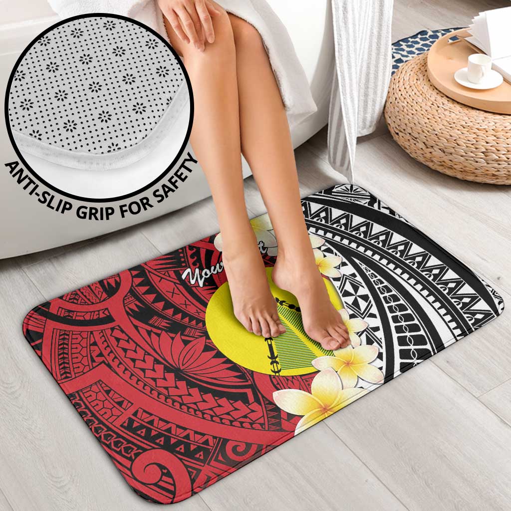 Sigave Chiefdom Wallis and Futuna Personalized Bathroom Set Frangipani Flowers Polynesian Pattern - Polynesian Pride