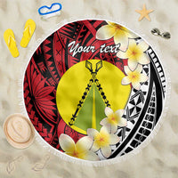 Sigave Chiefdom Wallis and Futuna Personalized Beach Blanket Frangipani Flowers Polynesian Pattern
