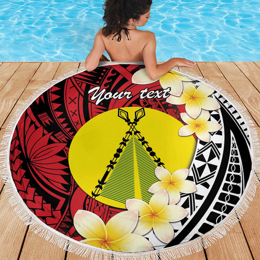 Sigave Chiefdom Wallis and Futuna Personalized Beach Blanket Frangipani Flowers Polynesian Pattern