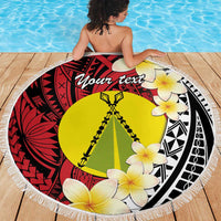 Sigave Chiefdom Wallis and Futuna Personalized Beach Blanket Frangipani Flowers Polynesian Pattern