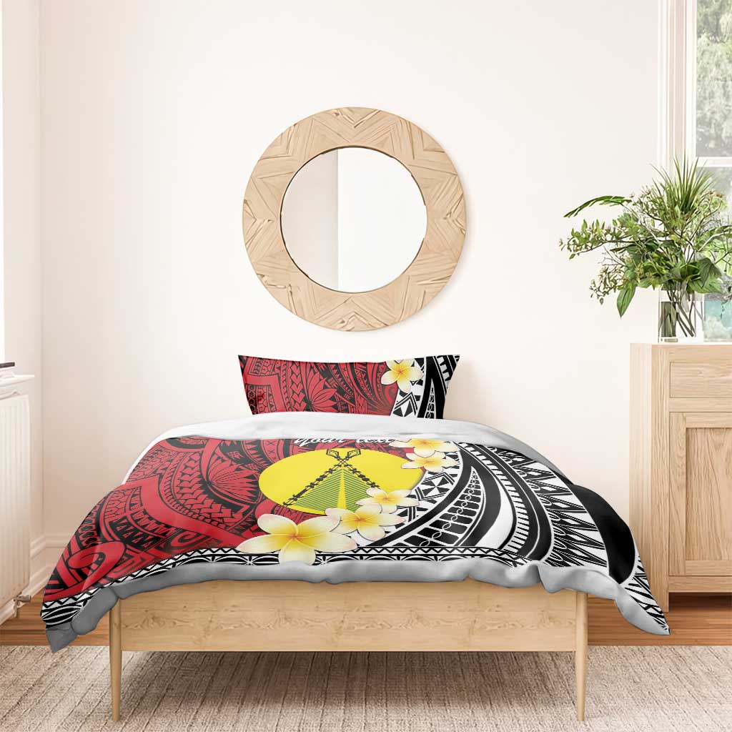 Sigave Chiefdom Wallis and Futuna Personalized Bedding Set Frangipani Flowers Polynesian Pattern