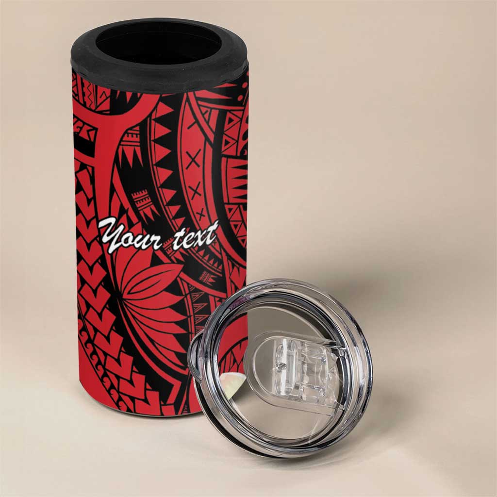 Sigave Chiefdom Wallis and Futuna Personalized 4 in 1 Can Cooler Tumbler Frangipani Flowers Polynesian Pattern