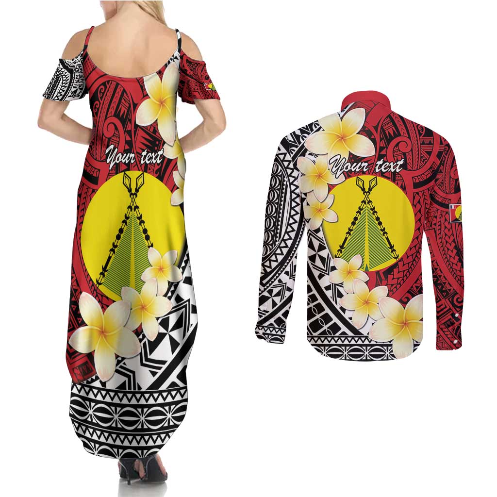 Sigave Chiefdom Wallis and Futuna Personalized Couples Matching Summer Maxi Dress and Long Sleeve Button Shirt Frangipani Flowers Polynesian Pattern