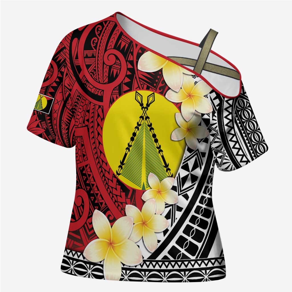 Sigave Chiefdom Wallis and Futuna Personalized Cross Shoulder Shirt Frangipani Flowers Polynesian Pattern - Polynesian Pride