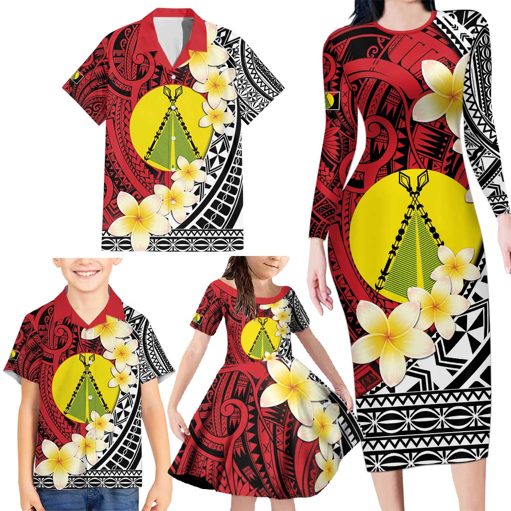 Sigave Chiefdom Wallis and Futuna Personalized Family Matching Long Sleeve Bodycon Dress and Hawaiian Shirt Frangipani Flowers Polynesian Pattern