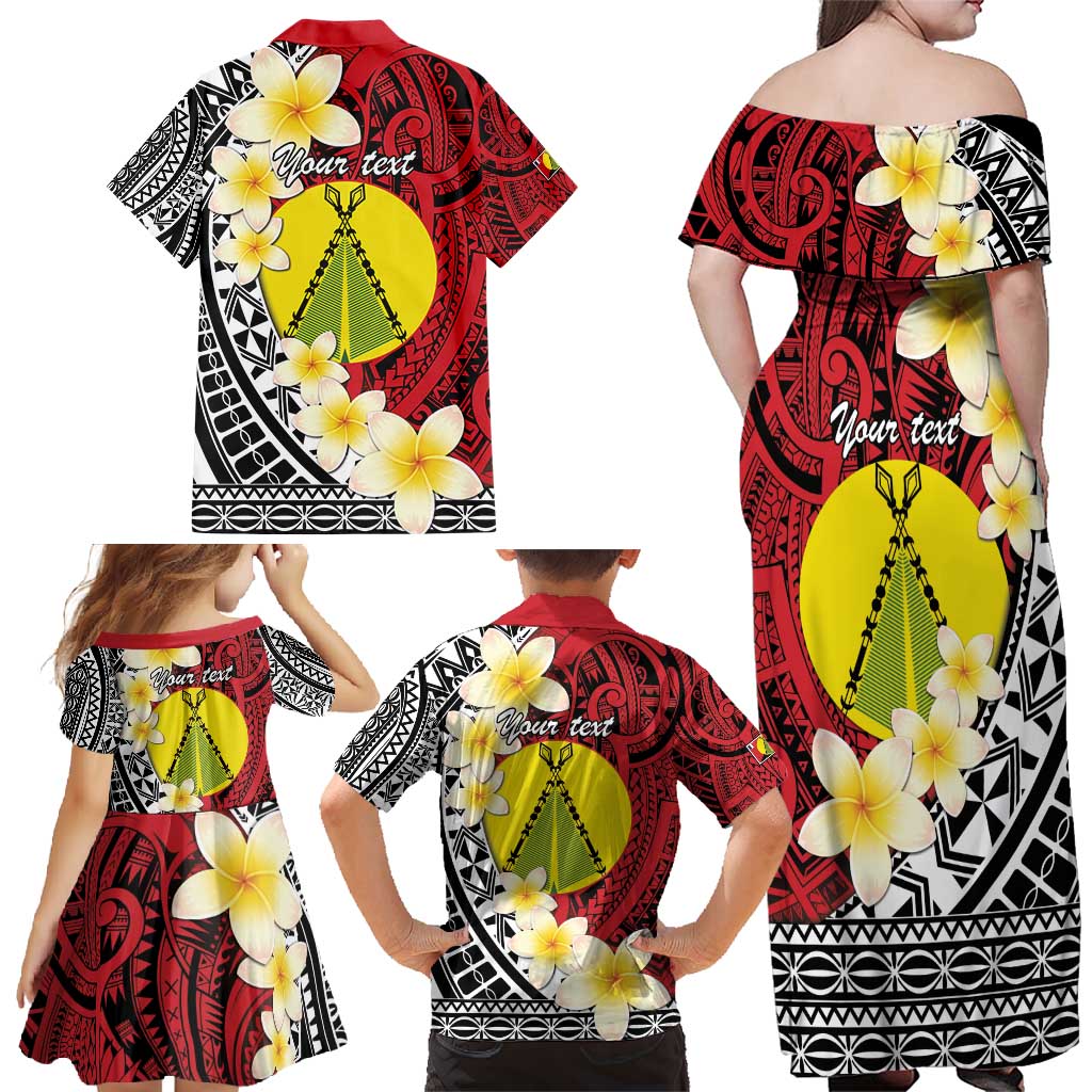 Sigave Chiefdom Wallis and Futuna Personalized Family Matching Off Shoulder Maxi Dress and Hawaiian Shirt Frangipani Flowers Polynesian Pattern