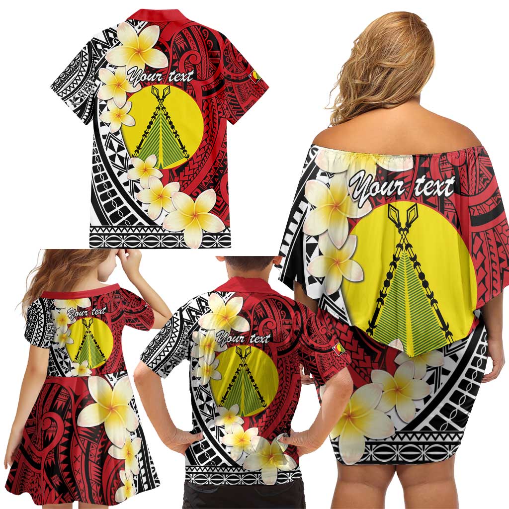 Sigave Chiefdom Wallis and Futuna Personalized Family Matching Off Shoulder Short Dress and Hawaiian Shirt Frangipani Flowers Polynesian Pattern