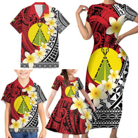 Sigave Chiefdom Wallis and Futuna Personalized Family Matching Short Sleeve Bodycon Dress and Hawaiian Shirt Frangipani Flowers Polynesian Pattern