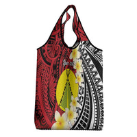 Sigave Chiefdom Wallis and Futuna Personalized Grocery Bag Frangipani Flowers Polynesian Pattern