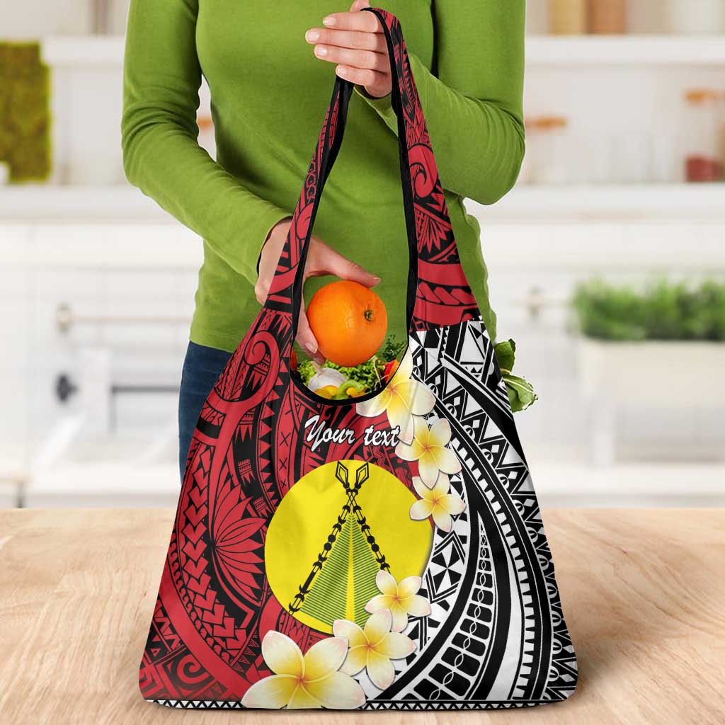 Sigave Chiefdom Wallis and Futuna Personalized Grocery Bag Frangipani Flowers Polynesian Pattern