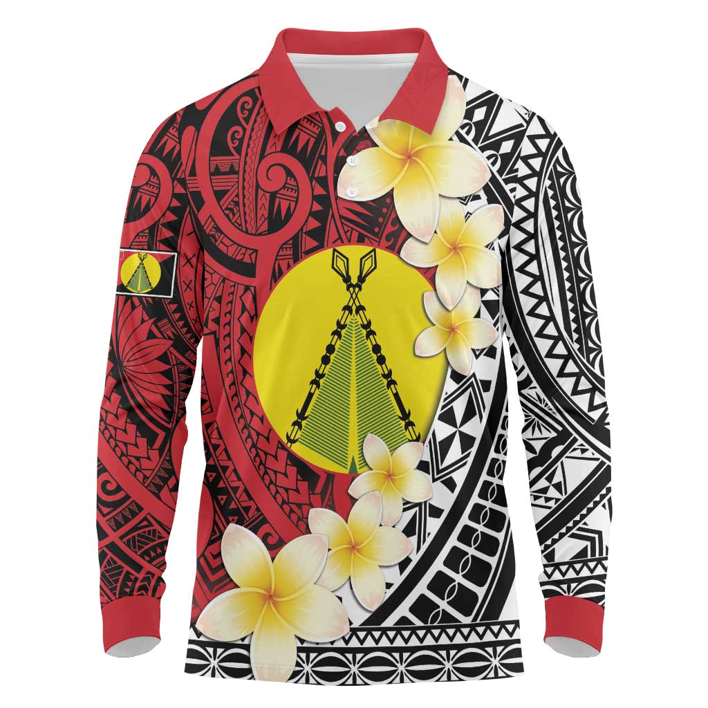 Sigave Chiefdom Wallis and Futuna Personalized Long Sleeve Polo Shirt Frangipani Flowers Polynesian Pattern