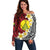 Sigave Chiefdom Wallis and Futuna Personalized Off Shoulder Sweater Frangipani Flowers Polynesian Pattern