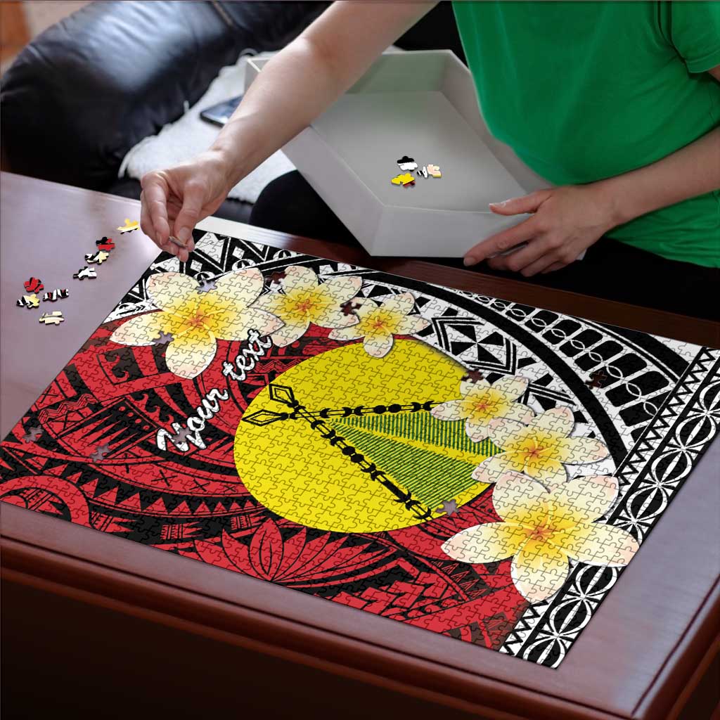 Sigave Chiefdom Wallis and Futuna Personalized Puzzle Frangipani Flowers Polynesian Pattern - Polynesian Pride