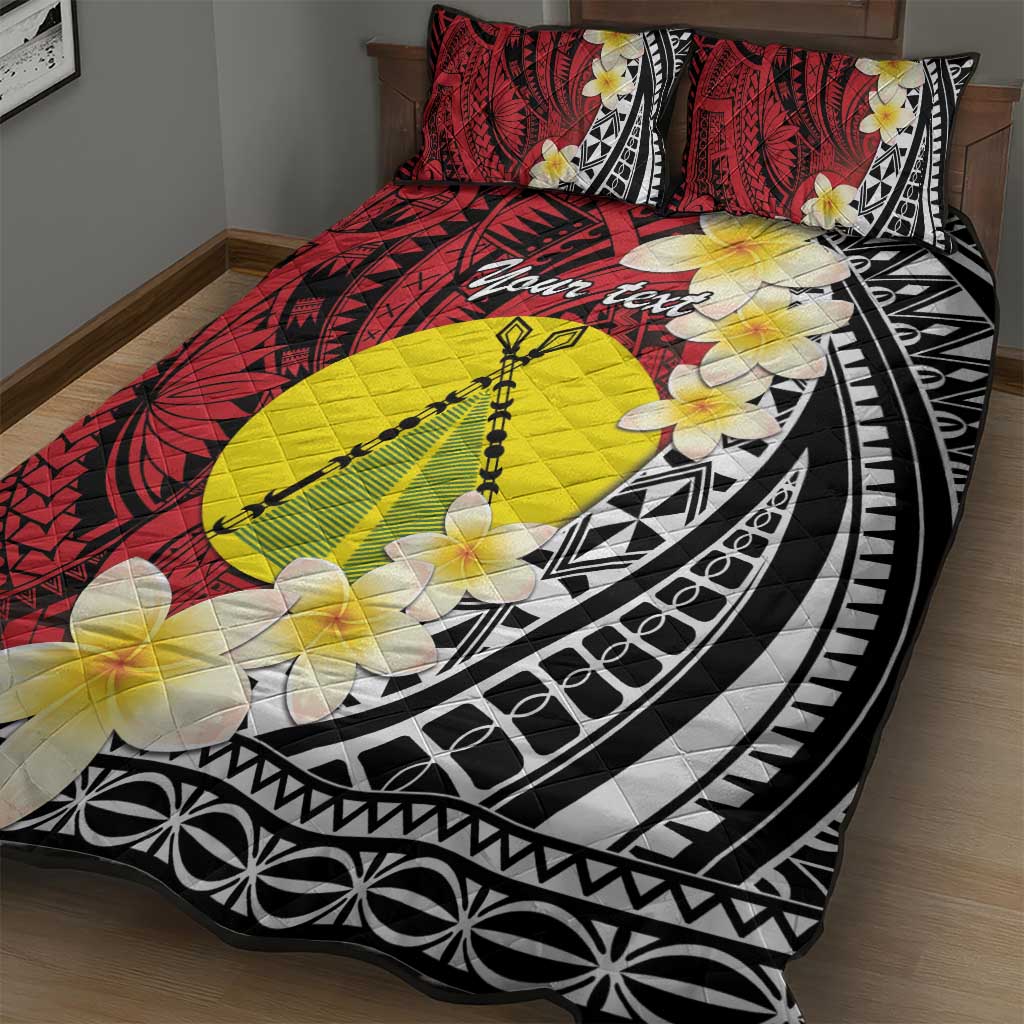Sigave Chiefdom Wallis and Futuna Personalized Quilt Bed Set Frangipani Flowers Polynesian Pattern