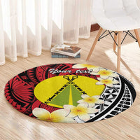 Sigave Chiefdom Wallis and Futuna Personalized Round Carpet Frangipani Flowers Polynesian Pattern