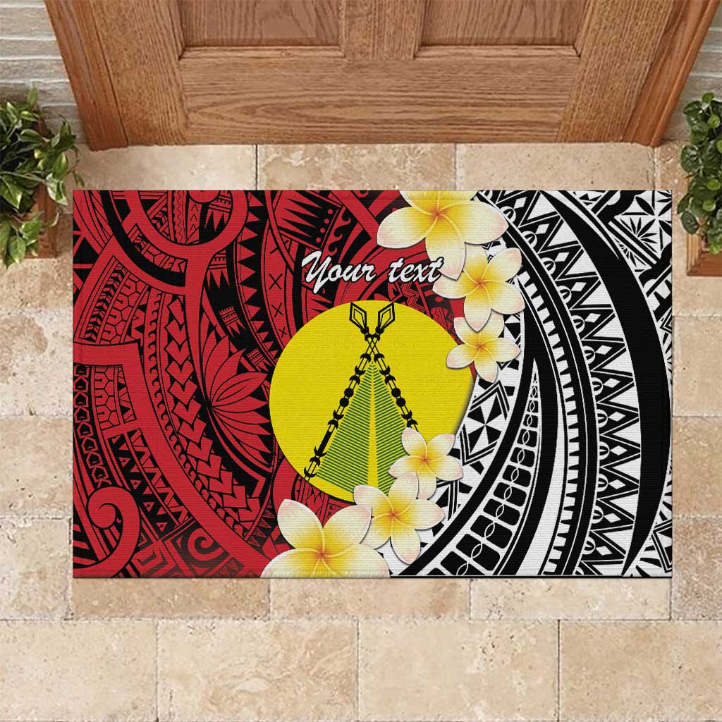 Sigave Chiefdom Wallis and Futuna Personalized Rubber Doormat Frangipani Flowers Polynesian Pattern