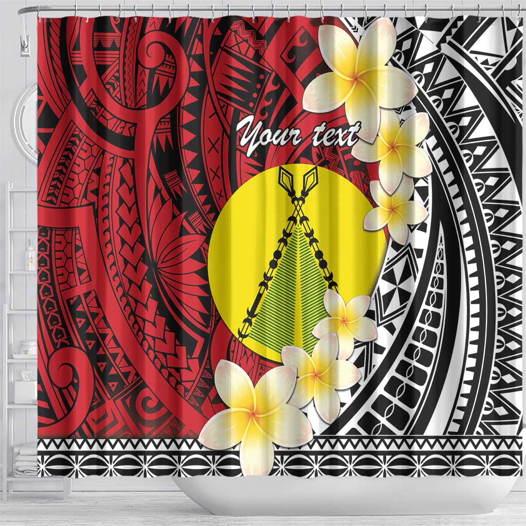 Sigave Chiefdom Wallis and Futuna Personalized Shower Curtain Frangipani Flowers Polynesian Pattern