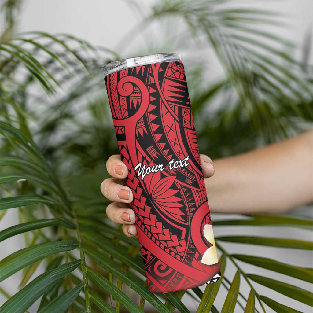 Sigave Chiefdom Wallis and Futuna Personalized Skinny Tumbler Frangipani Flowers Polynesian Pattern