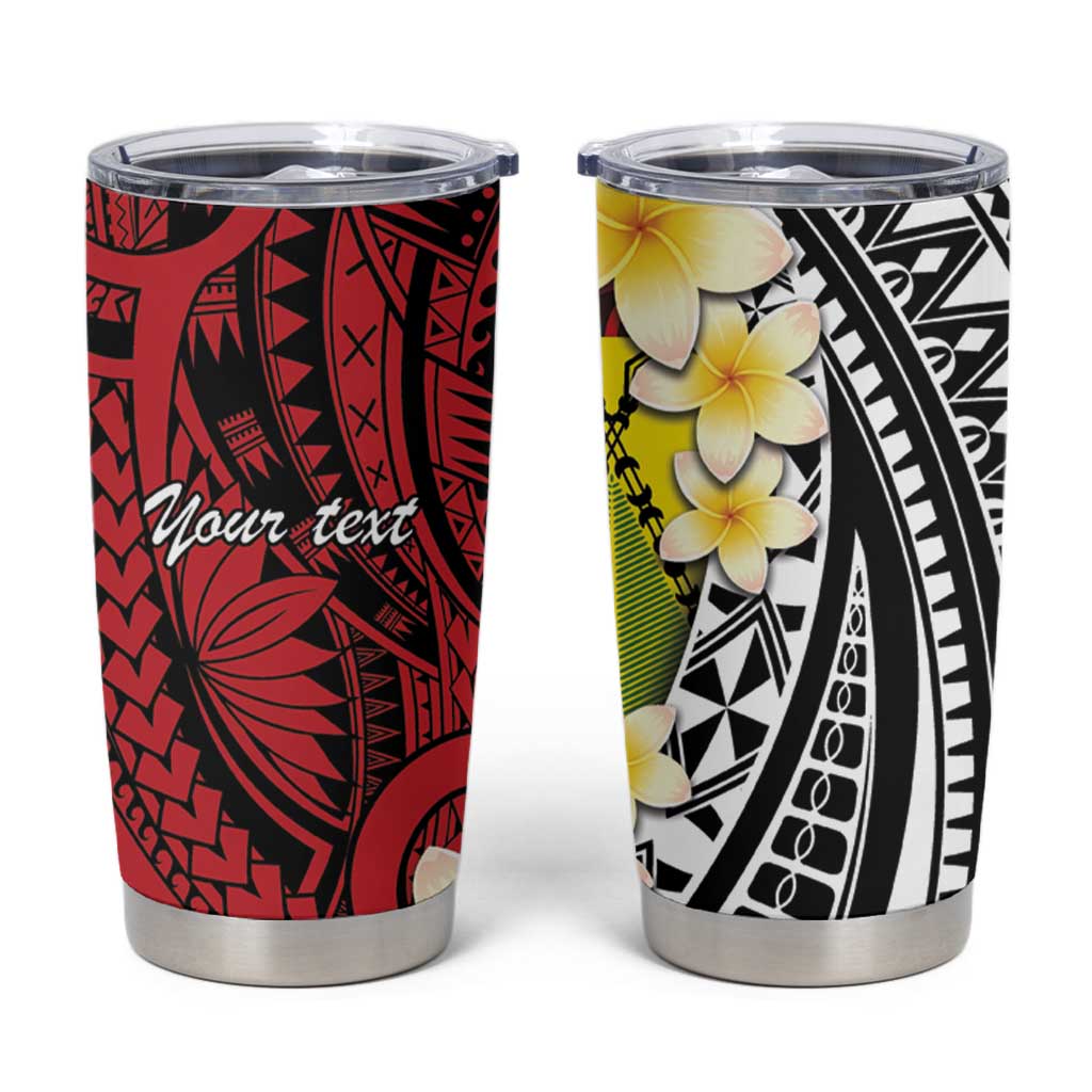 Sigave Chiefdom Wallis and Futuna Personalized Tumbler Cup Frangipani Flowers Polynesian Pattern