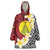 Sigave Chiefdom Wallis and Futuna Personalized Wearable Blanket Hoodie Frangipani Flowers Polynesian Pattern